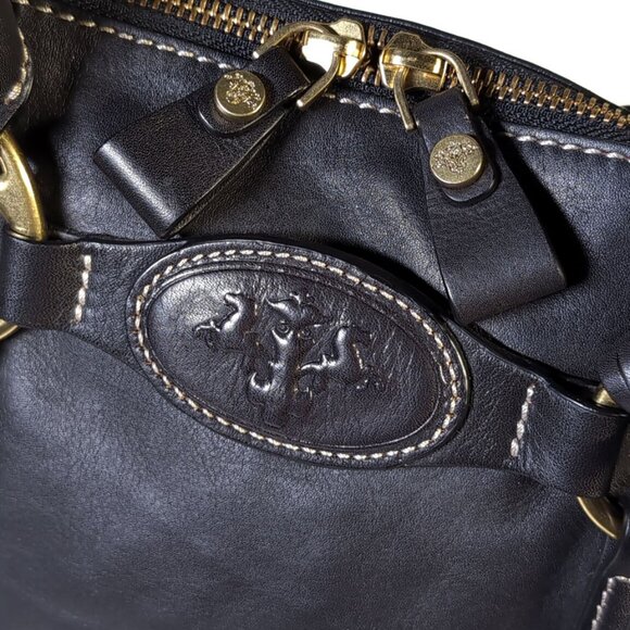 Prix De Dressage Satchel Black Leather Ghurka Style Satchel Purse - Picture 5 of 11